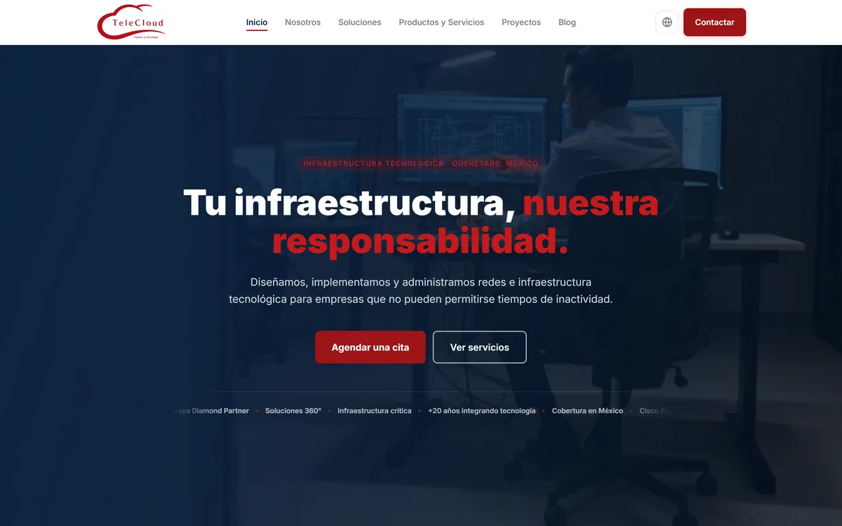 TeleCloud page: business technology infrastructure in Querétaro